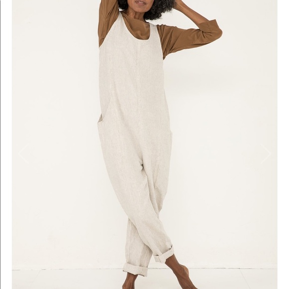 Elizabeth Suzann Clyde Jumpsuit Flax Linen XSR - Picture 2 of 2